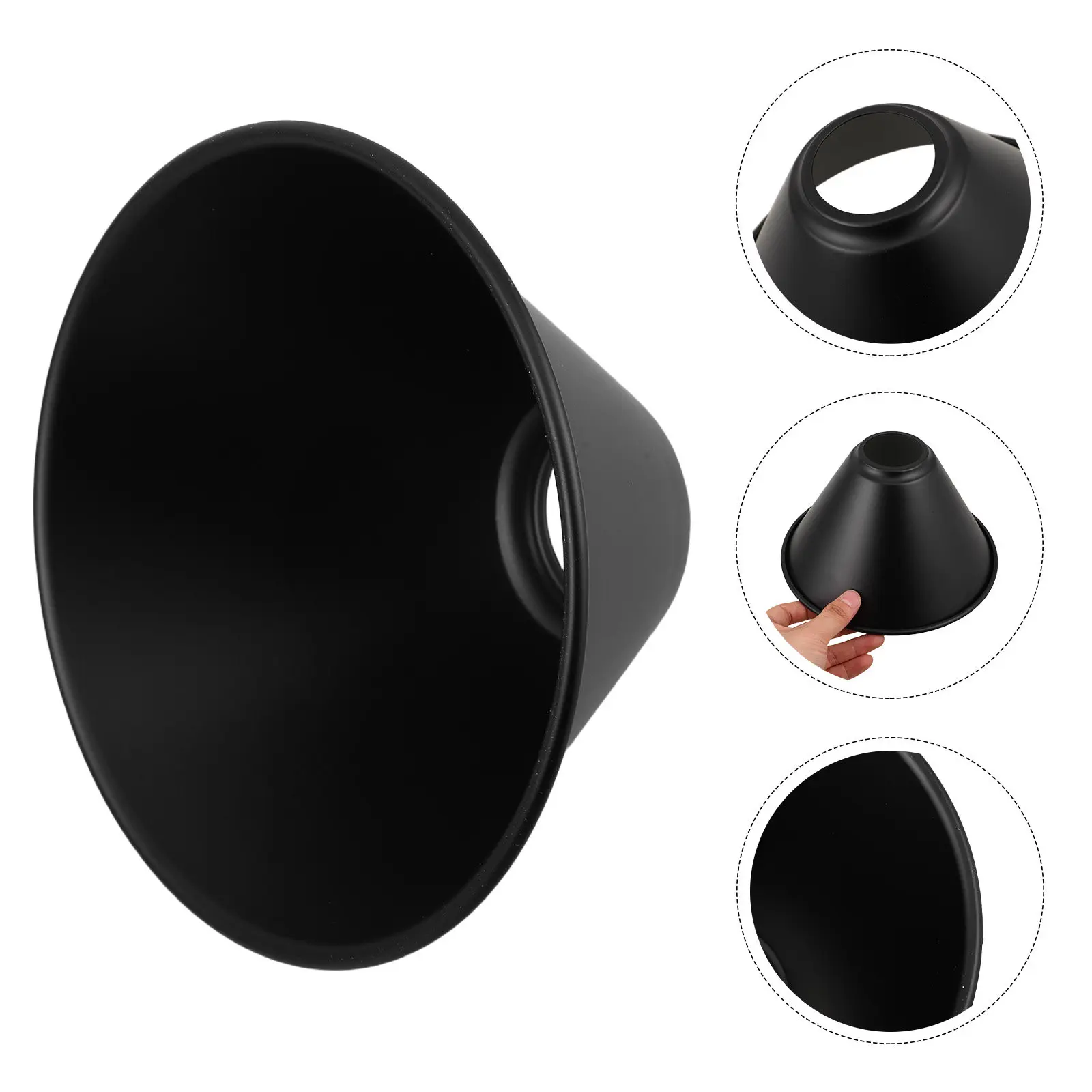 Black Metal Industrial Lamp Shade Iron Cone Design Vintage Bulb Guard Replacement Lamp Cover for Dining Kitchen Hallway Lighting