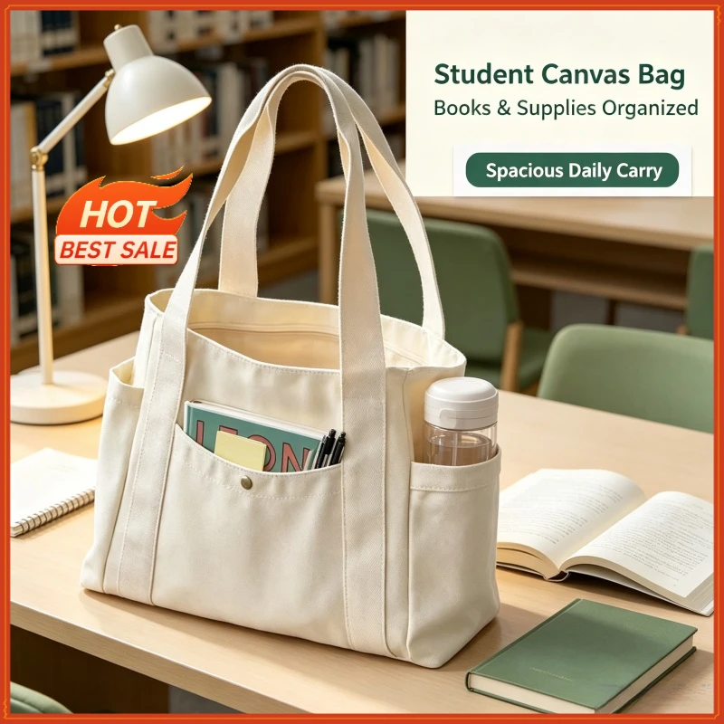 Large Capacity Canvas Tote Bags for Work Commuting Carrying Bag College Style Student Outfit Book Shoulder Bag Bolsos Para Mujer