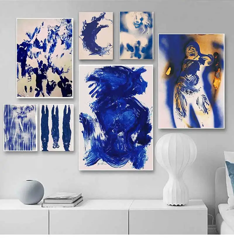 Abstract Yves Klein Blue Soulages Circle Wall Art Canvas Painting Modern Poster Printmaking Living Room Home Decoration Painting