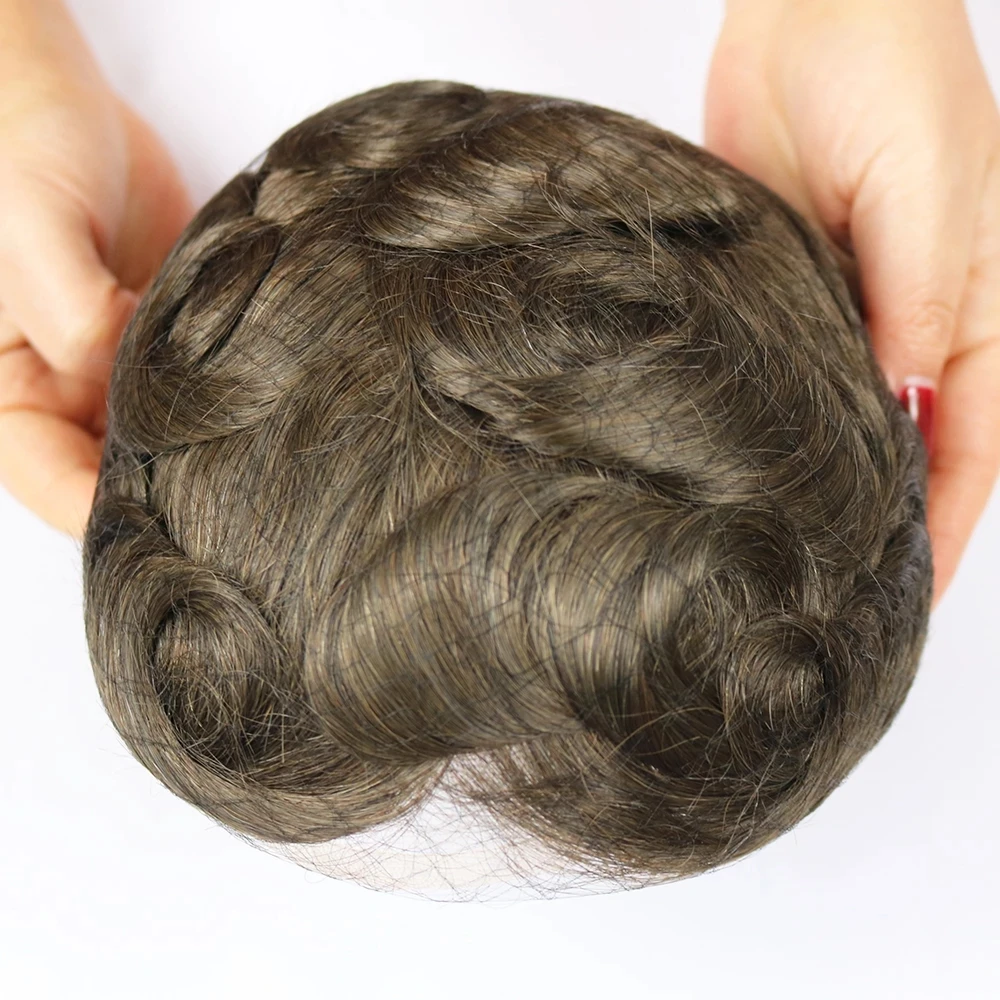 Q6 Hair Replacement System Front Natural Hairline Lace PU 100% Human Hair Men Toupee