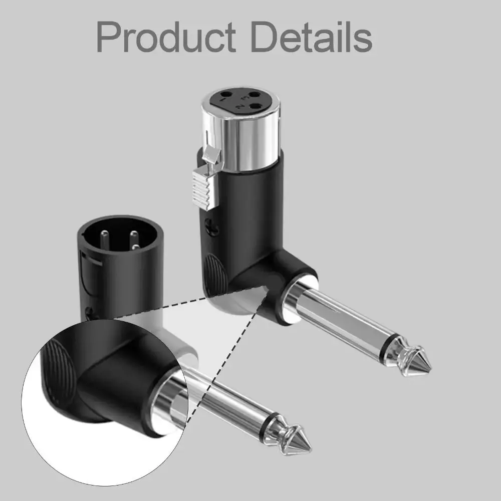 1Pair Plastic Audio Adapter 6.35MM Male 3‑Pin XLR XLR Female to Male Adapter Triple Core Plug‑and‑Play Audio Coupler Stage Audio