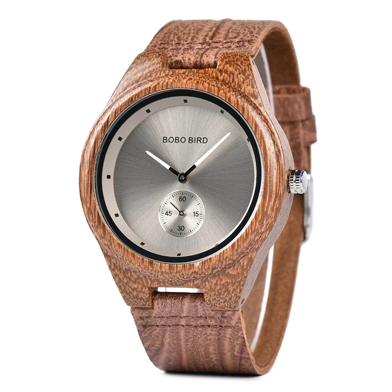 BOBO BIRD sample design Wood Watch Logo with Genuine leather Quartz Watch