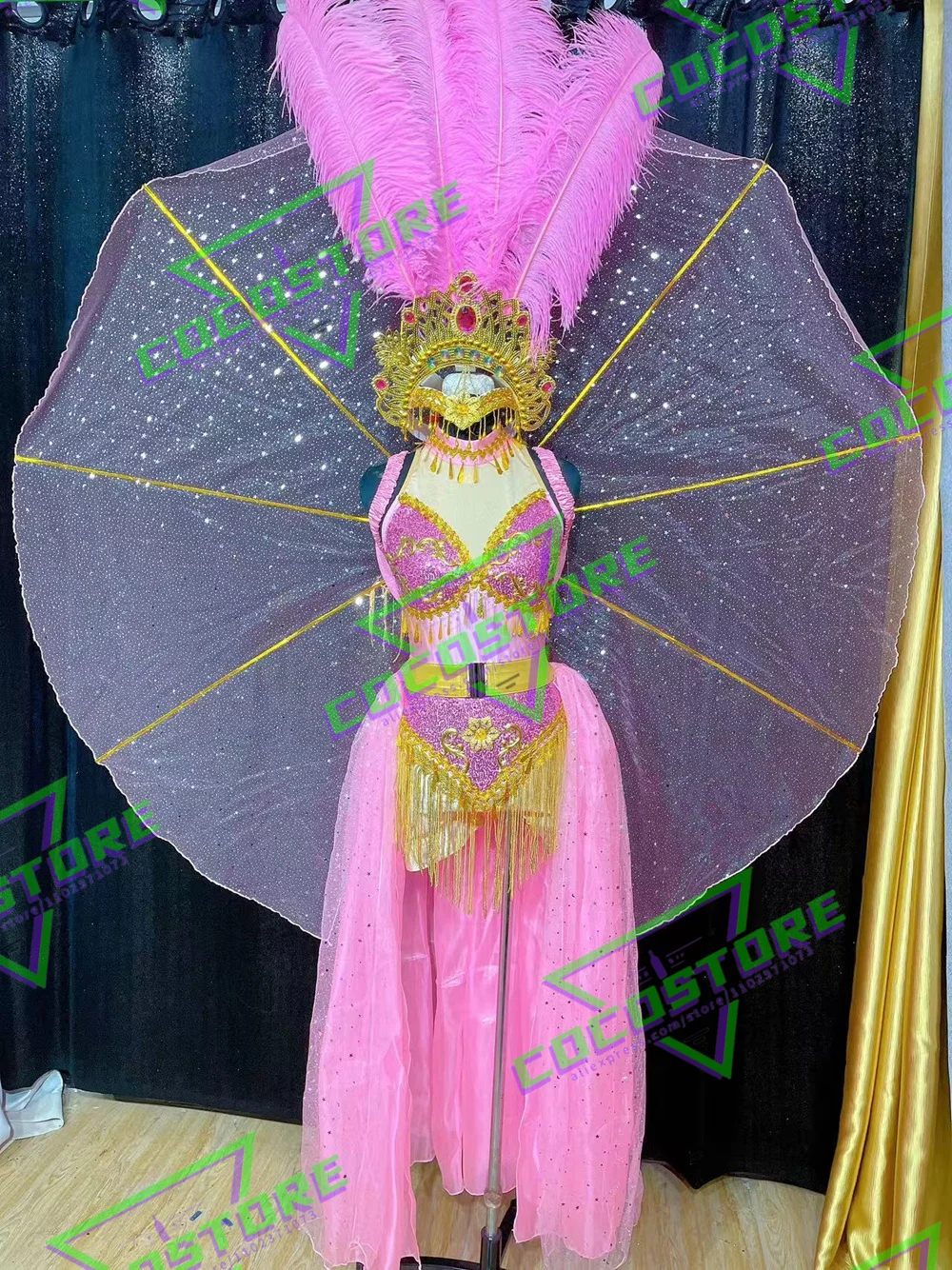 Samba Costume Carnival Brazilian Dancer Ostrich Hair Stage Show Feather Dance Costumes Opening Ceremony Performance Clothes Set