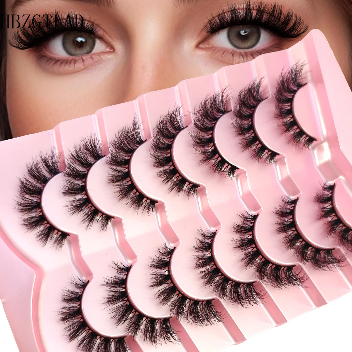 HBZGTLAD Nuovo 7 paia Ciglia Cat eye Ciglia Finte Naturali Soffici Morbide Croce Manga Ciglia Wispy Estensione Ciglia Naturali Trucco