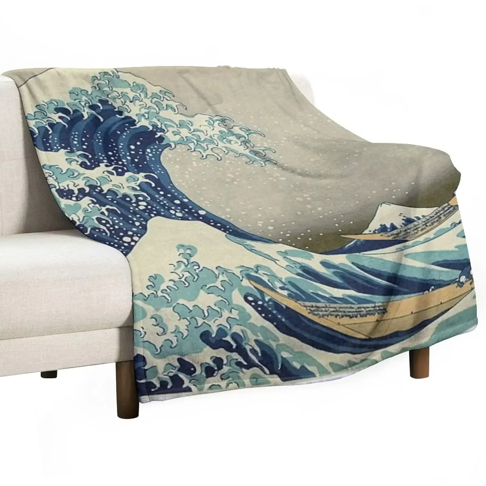 

THE GREAT WAVE OFF KANAGAWA - KATSUSHIKA HOKUSAI Throw Blanket halloween Soft Plaid Blankets