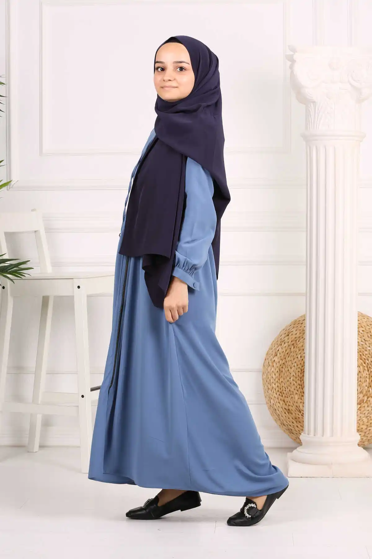 Articulated Robalı Young Ferace Indigo Winter Autumn 2021 Muslim Women Hijab headscarf Islamic Turkey