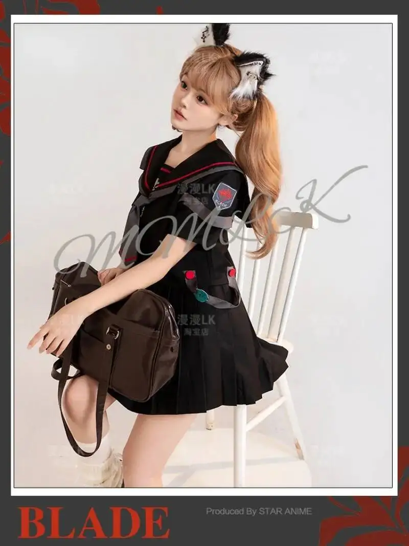 Game Honkai: Star Rail Cosplay Blade Women Girl JK Sailor Summer Uniform Short Sleeved Top Skirt Bow Tie Suit Costumes