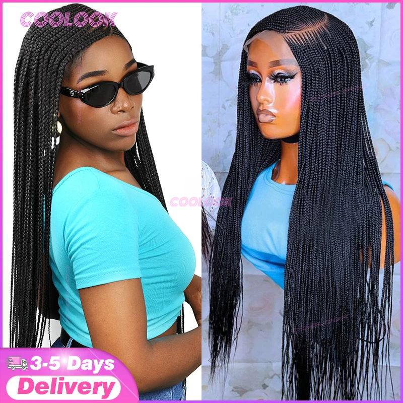 36 "الجانب جزء شعر مستعار مضفر شعر مستعار اصطناعي للنساء كورنو الضفائر الباروكات كامل الدنتلة شعر مستعار جديلة الشعر الأفريقي شعر مستعار مضفر