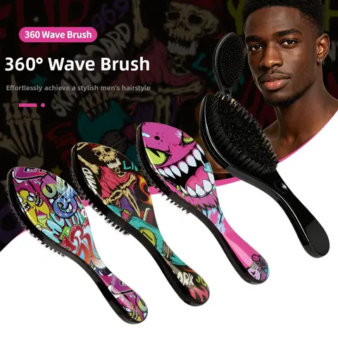 American Painted Large Curved Airbag Hair Comb Fit Head Create Volume 360 Waves Oil Hair Styling Brush For Thick Coarse Hair