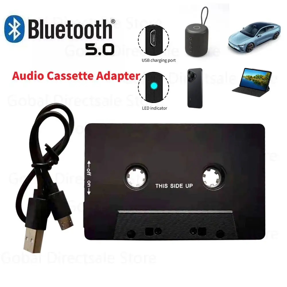 New Bluetooth AUX Audio Adapter Car Wireless Cassette Tape BT 5.0 Converter Universal AutoCar Tape AAC MP3 SBC Stereo Player