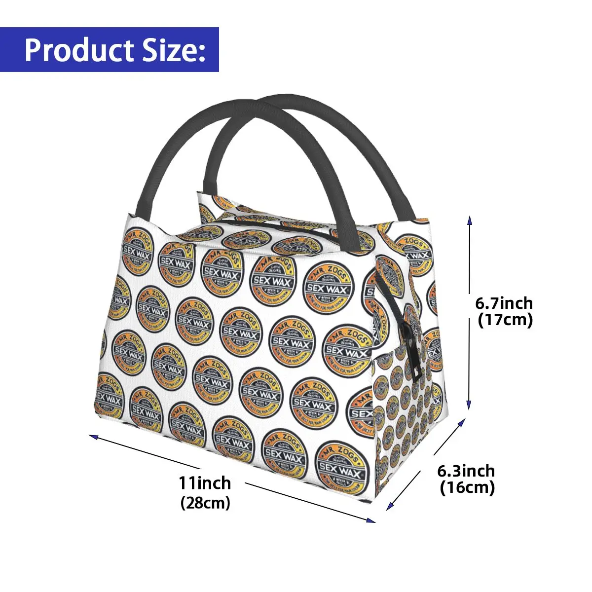 Sex Wax Insulated Lunch Bag for Women Picnic Storage Food Boxes Portable Container Cooler Thermal Lunch Box Tote