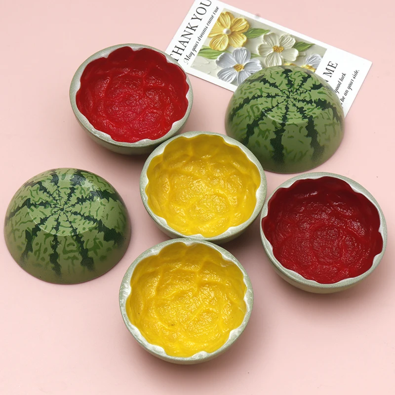 6/60pcs Watermelon Rind Fruit Bowl Miniature Scene Decoration Keychain Pendant DIY Accessory Dollhouse Refrigerator Decor