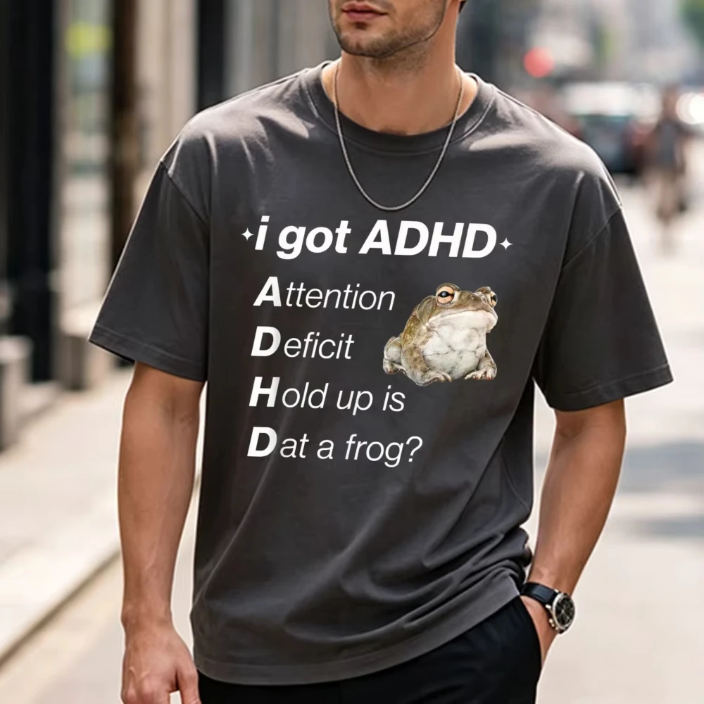 Funny Men'S Toad Pattern T-Shirt Casual Round Neck Short Sleeve T-Shirt Very Suitable for Outdoor Entertainment in All Seasons