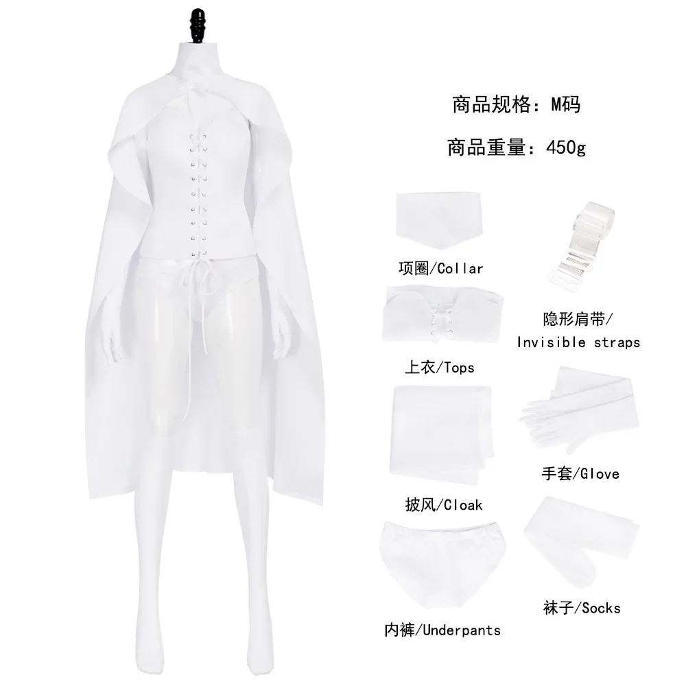 

Fantasy Uniform Emma Cosplay Grace Frost White Costume Movie Super Villain X Disguise Outfits Cloak Corsage Top Belt Set Hallowe