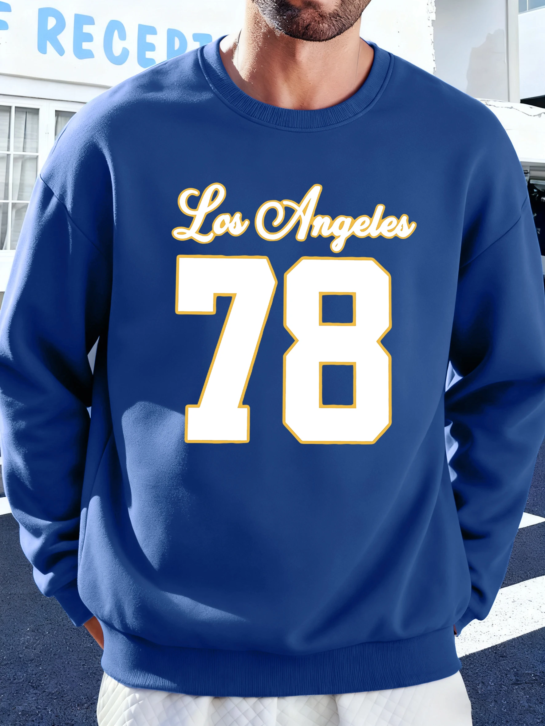 Los Angeles Nummer 78 Print Sweatshirt Mann Mode Casual Pullover Fleece Lose Streetwear Herbst All-Match Hoody Basic Soft Top