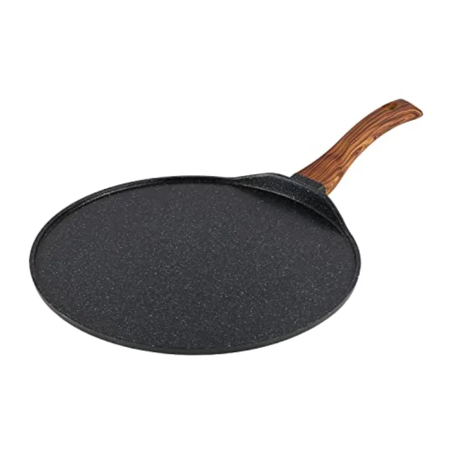 Aluminium Non Stick Tawa - 28 cm Roti/Paratha/Dosa Tawa with Wooden Handle 5mm Thick Induction and Gas Base