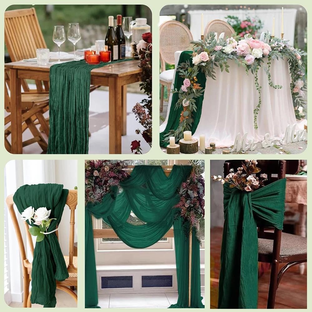 Christmas Green Table Runner Cheesecloth Boho Rustic Gauze Cheesecloth Table Runner Christmas Party Birthday Shower Home Decor