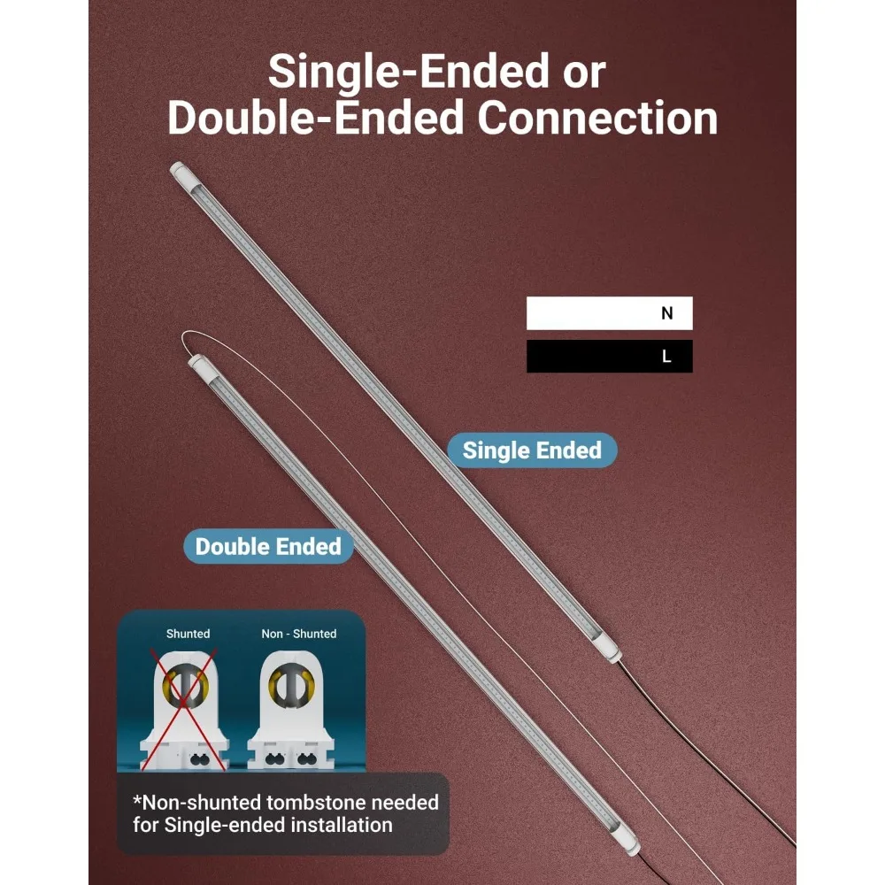 Sunco 30個入り T8 LED 4フィート チューブライト、バラストバイパス、5000K デイライト、15W、クリアカバー、レトロフィット、シリコン