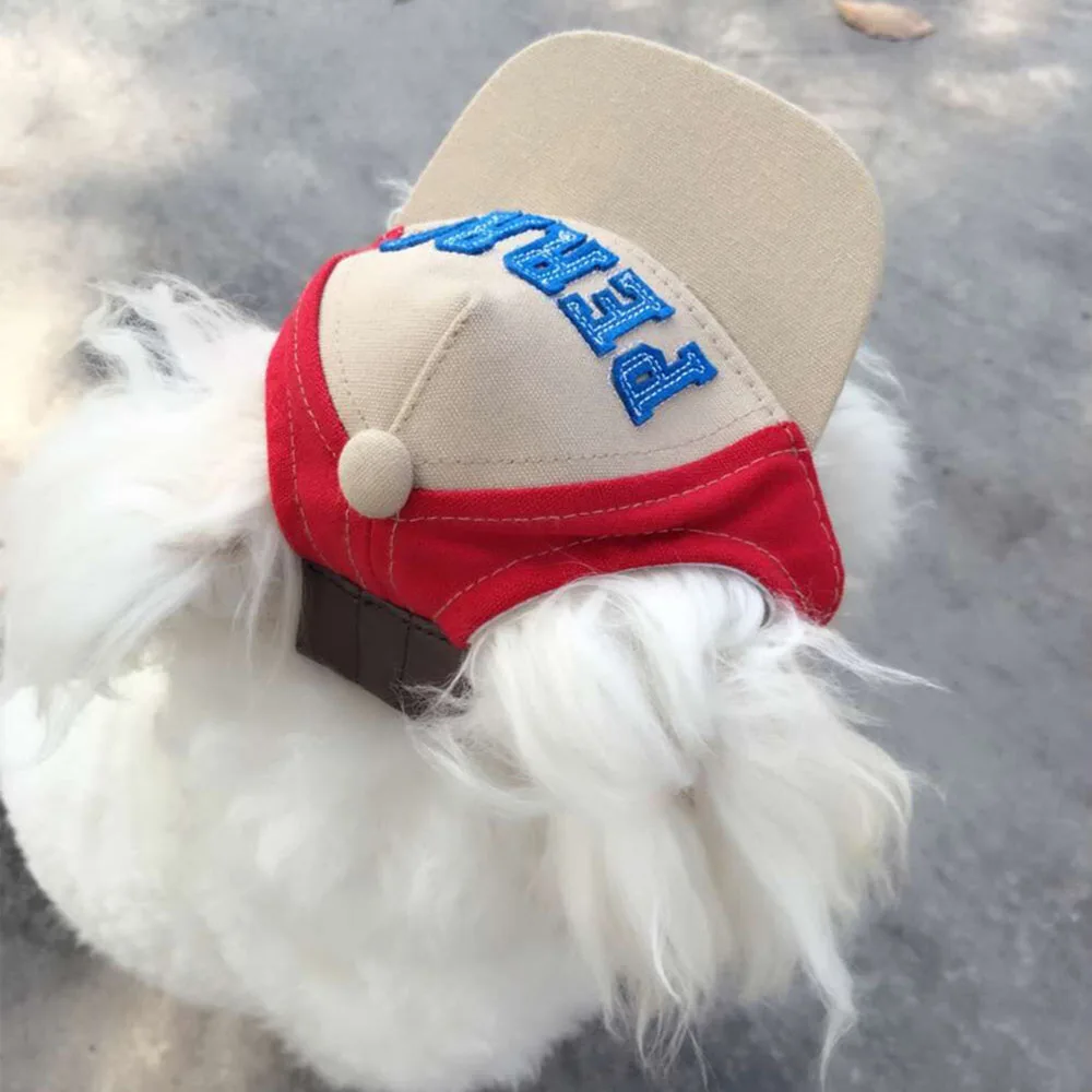 Dog Baseball Cap Letter Pet Baseball Hat Summer Visors Adjustable Outdoor Sunhat Travel Sport Hat with Ear Hole for Puppy Kitten