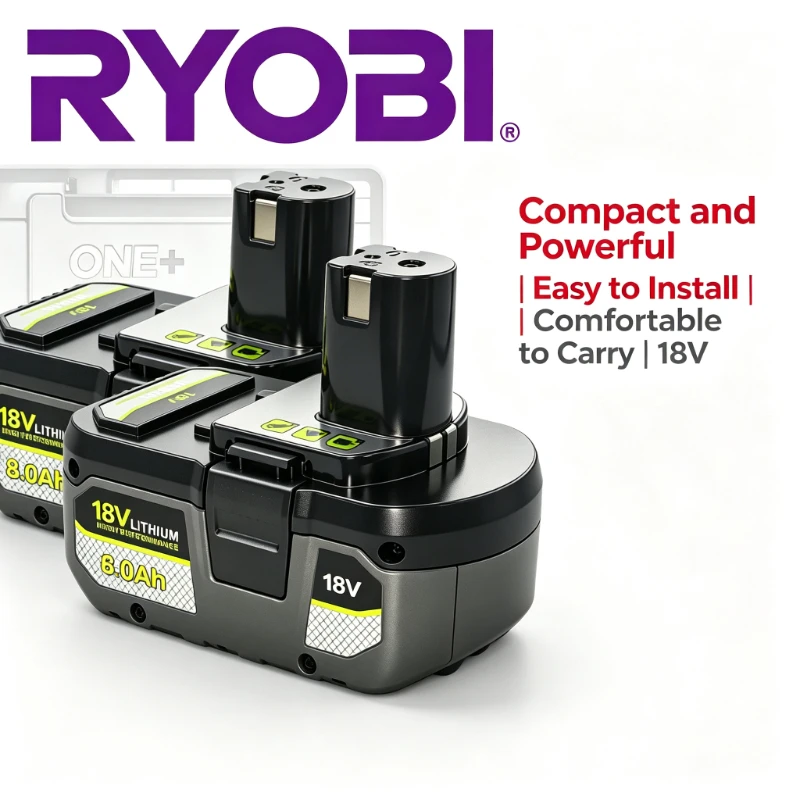 Ryobi Battery 18V  Pack 4.0Ah For P107 P109 RB18L20 Li-ion Low Self Discharge, For Ryobi ONE+ Cordless Drill & Blower Tools