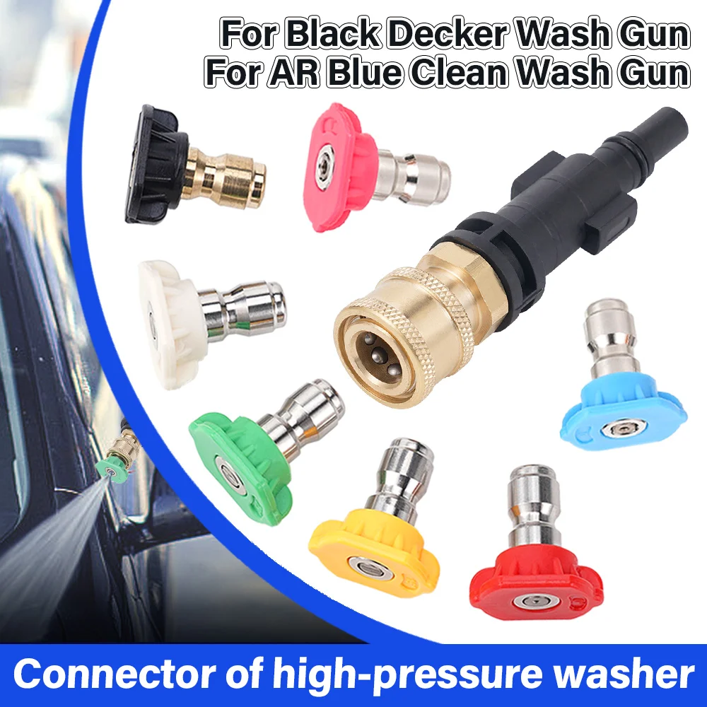 Pressure Washer 1/4 Quick Connect Adapter With Multi Angle Nozzles Fit AR Blue Clean Black Decker Bosch Foam Cannon Car Washing