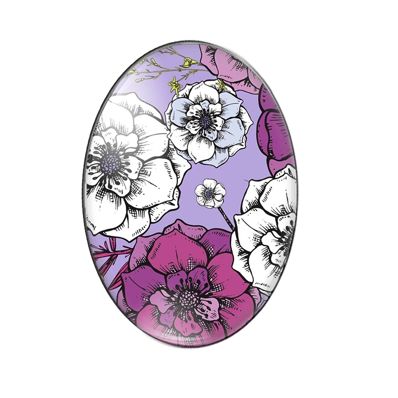 Beauty Vantage flower Rose Lily 10pcs mixed 13x18mm/18x25mm/30x40mm Oval photo glass cabochon demo flat back Making findings