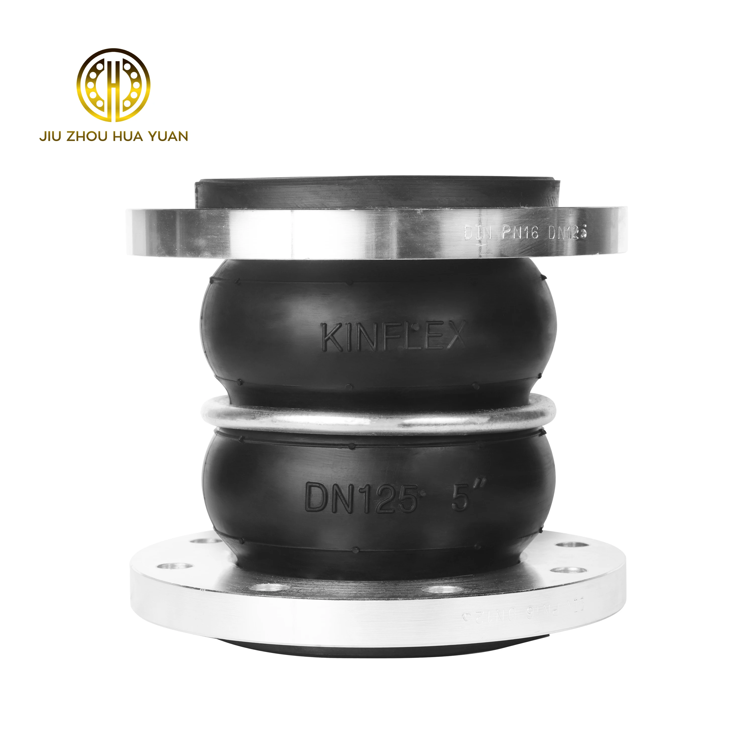 HuaYuan Double Sphere Flexible Rubber Joint Bellows Expansion Joint With Flange Rubber Flexible Joint Connector Pipe Fittings