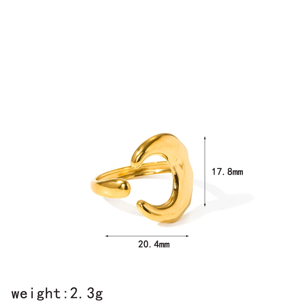 Vintage Edelstahl Geometrie Stern Mond Offener Ring 18K Vergoldet Wasserdichter Party-Schmuck Geschenke – Detail 9