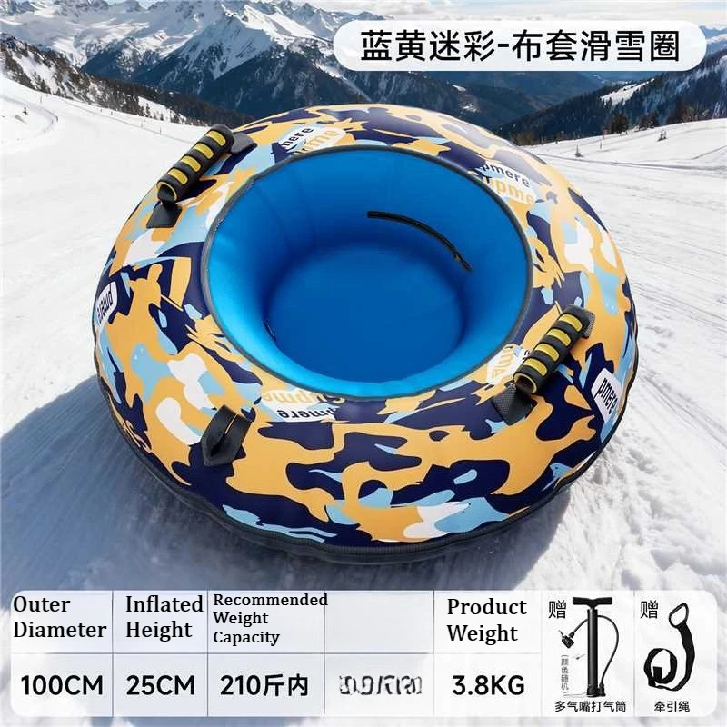 Inflatable Snow Sled Tube Thickened Tire Snow Tube Outdoor Foldable Snow Sled for Winter Skiing