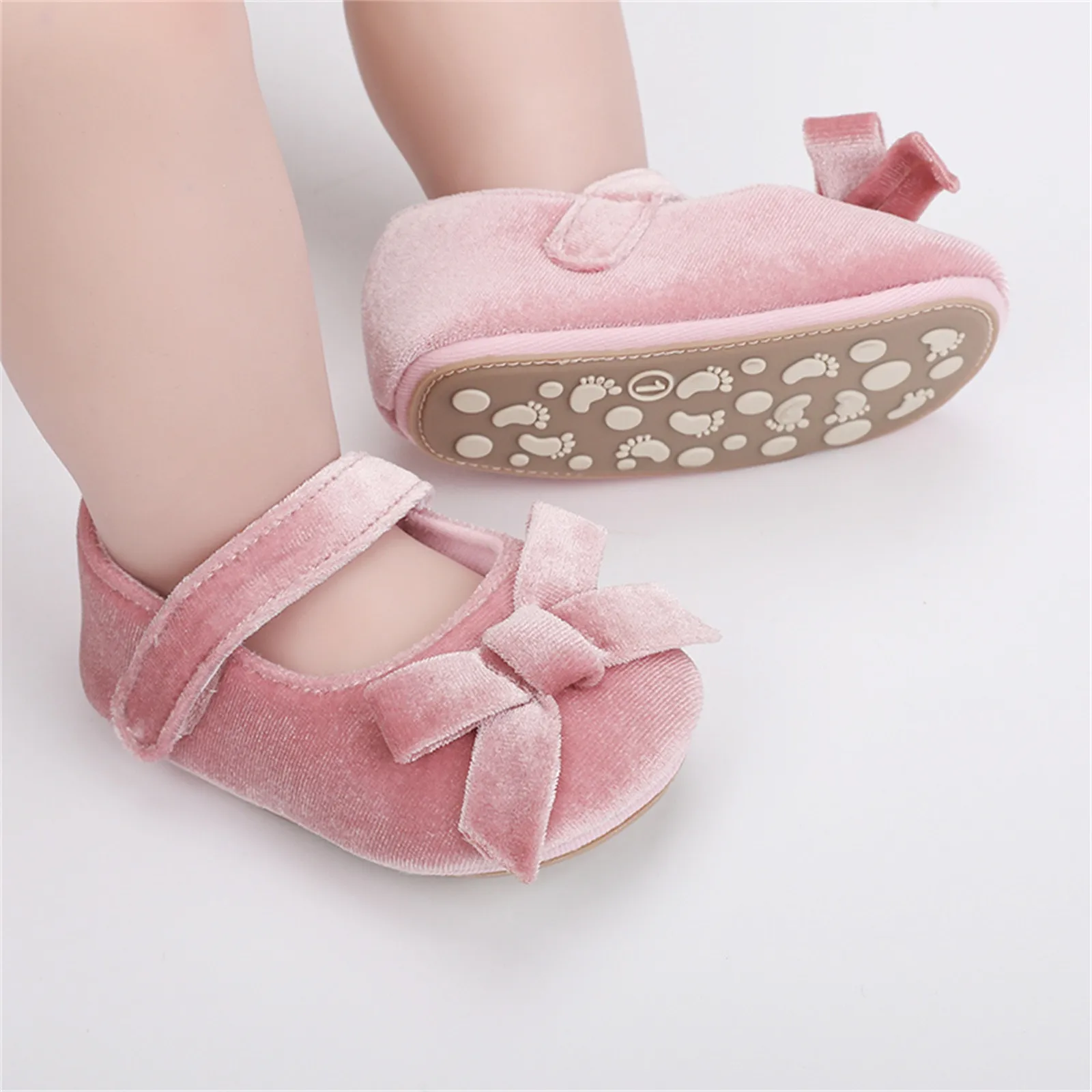 Infant Baby Girls Walkers Shoes Flats Bowknot Soft Anti-slip Rubber Sole Newborn Toddler First Walker Shoes 3 6 12 18 Months