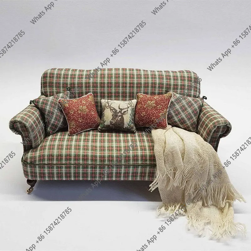 

Винтажное кресло в клетку в американском деревенском стиле для гостиной/спальни, французское, б/у, с высокой спинкой, повседневное, латексное, одноместное кресло-софа