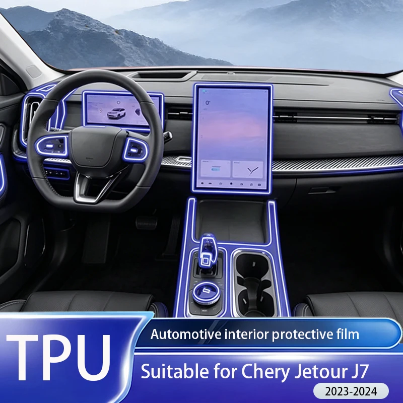 

Fit for Chery JAECOO J7 2023-2024 Interior TPU Transparent Anti-Scratch Waterproof Dash Nav Door Panel Console Protector