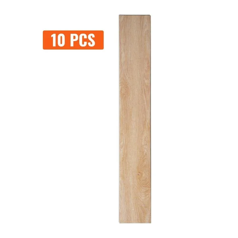 Interlocking Vinyl Floor Tiles 48 x 7.3 inch, 10 Tiles 5.5mm Thick Snap Together, Natural Wood Grain DIY Flooring for Kitchen, Dining Room, Bedrooms & Bathrooms, Easy for Home Decor