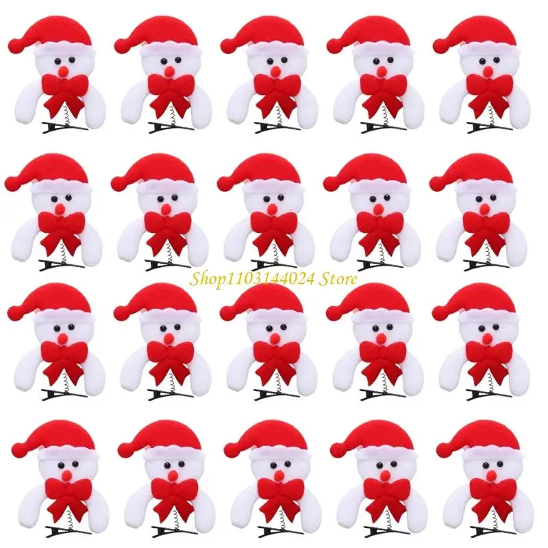 N5KE Soft Nonwoven Christmas Hair Clip 20PCS Spring Clip For Children Holiday Use