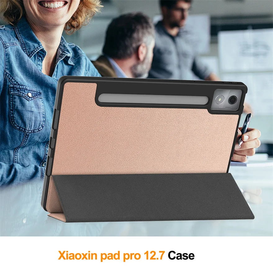 Case For Lenovo Xiaoxin Pad Pro 12.7 2025 PU Leather Tri-fold Tablet Cover for Lenovo Idea Tab Pro 12.7" with Auto Wake Function