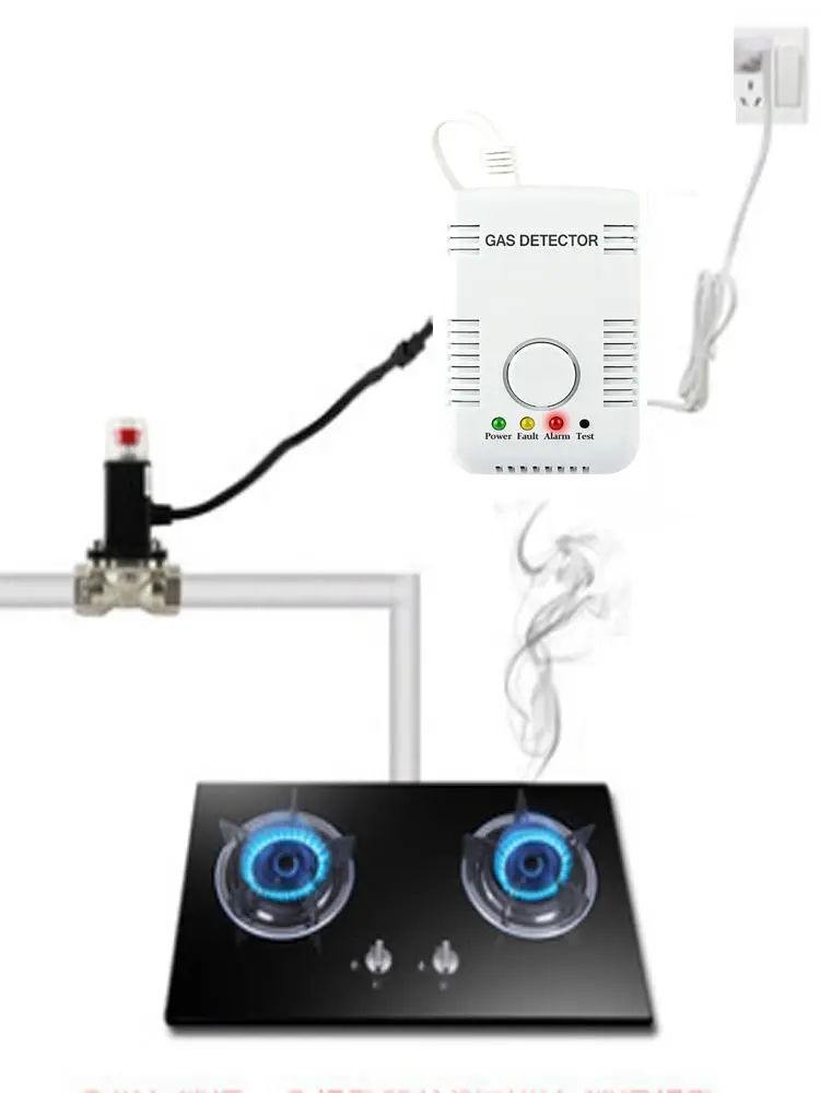 가정용 가스 누출 감지기, 가연성 LPG 누출 테스터 경보 센서, DN20 자동 차단 밸브, 가정 주방 보안용