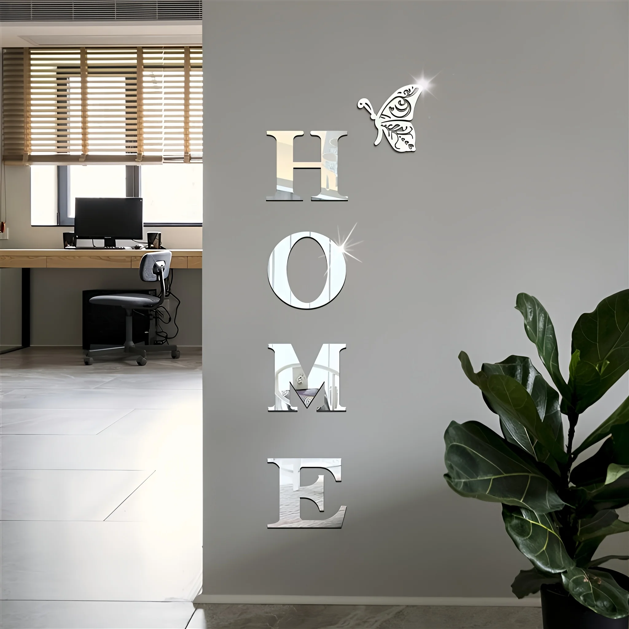 Home Goods Bathroom Mirrors - 1Set Stiker Dinding Cermin 3D Kupu-kupu