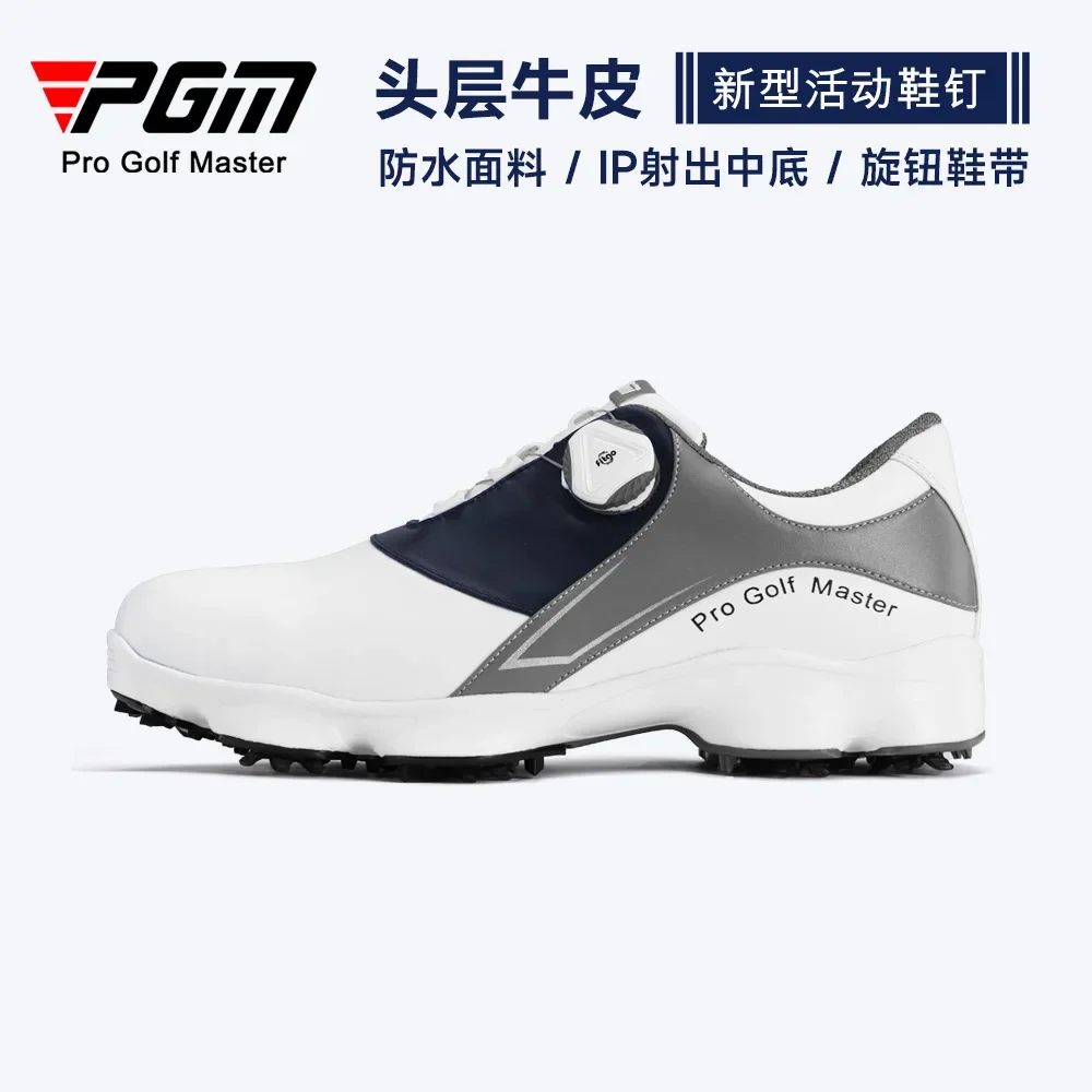 PGM Men's cowhide Golf Shoes Shoe Spikes Waterproof Casual Wear Anti-slip Male Sneakers Men's Sports Shoes