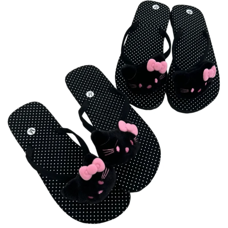 Hello Kitty Cartoon Flip-flops for Women Summer Outerwear Soft-soled Versatile Girls Slippers Beach Slippers Leopard Slippers