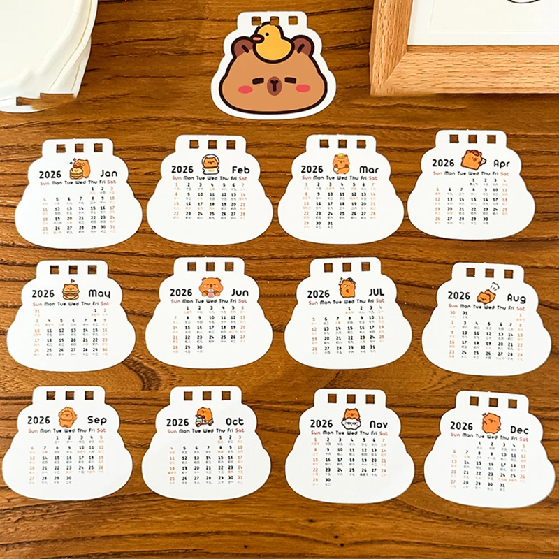 

2026 Mini Capybara Desk Calendar Pocket Portable Daily Calendar Planner Desktop Decoration Office Stationery