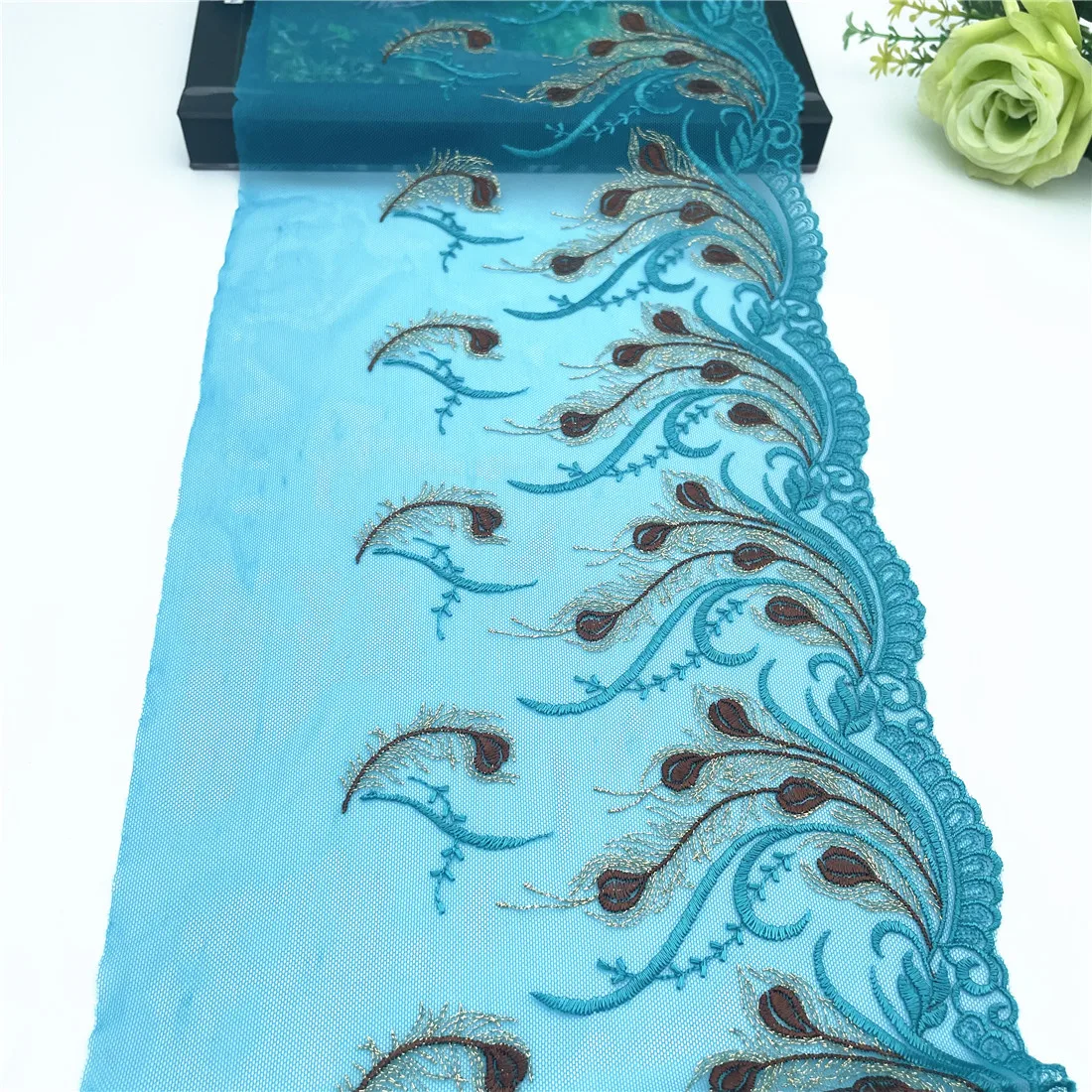 3 Ярд/партия, Ширина 22 см, темно-синяя Бриллиантовая вышивка, кружевная отделка, юбка, нижнее белье, швейное ремесло, сделай сам, одежда, ткань, кружевное белье