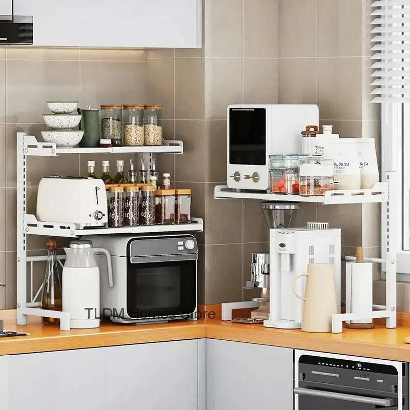 

Telescopic Microwave Oven Rack Shrink Storage Rack Household Rice Cooker Rack Height Adjustable Shelving Ground Seasoning Rack