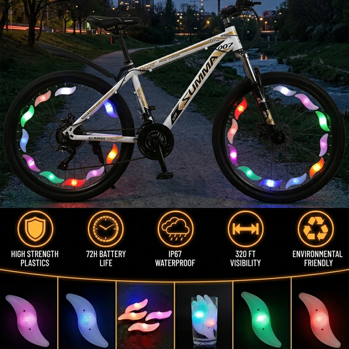 4/1pcs Bike Wheel Spoke Light RGB Lights LED Tyre Tire Flash Lamp Waterproof 3 Mode Bike Safety Easy Install Bicycle Accessories