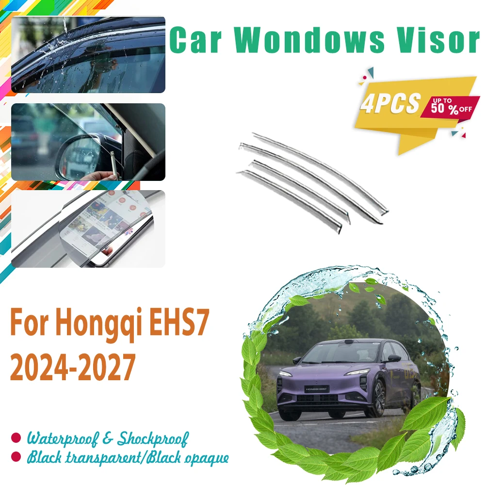 

4PCS Car Window Visors For Hongqi EHS7 Tiangong 08 2024 2025 2026 2027 Rain Sun Side Guards Covers Awnings Vent Auto Accessories