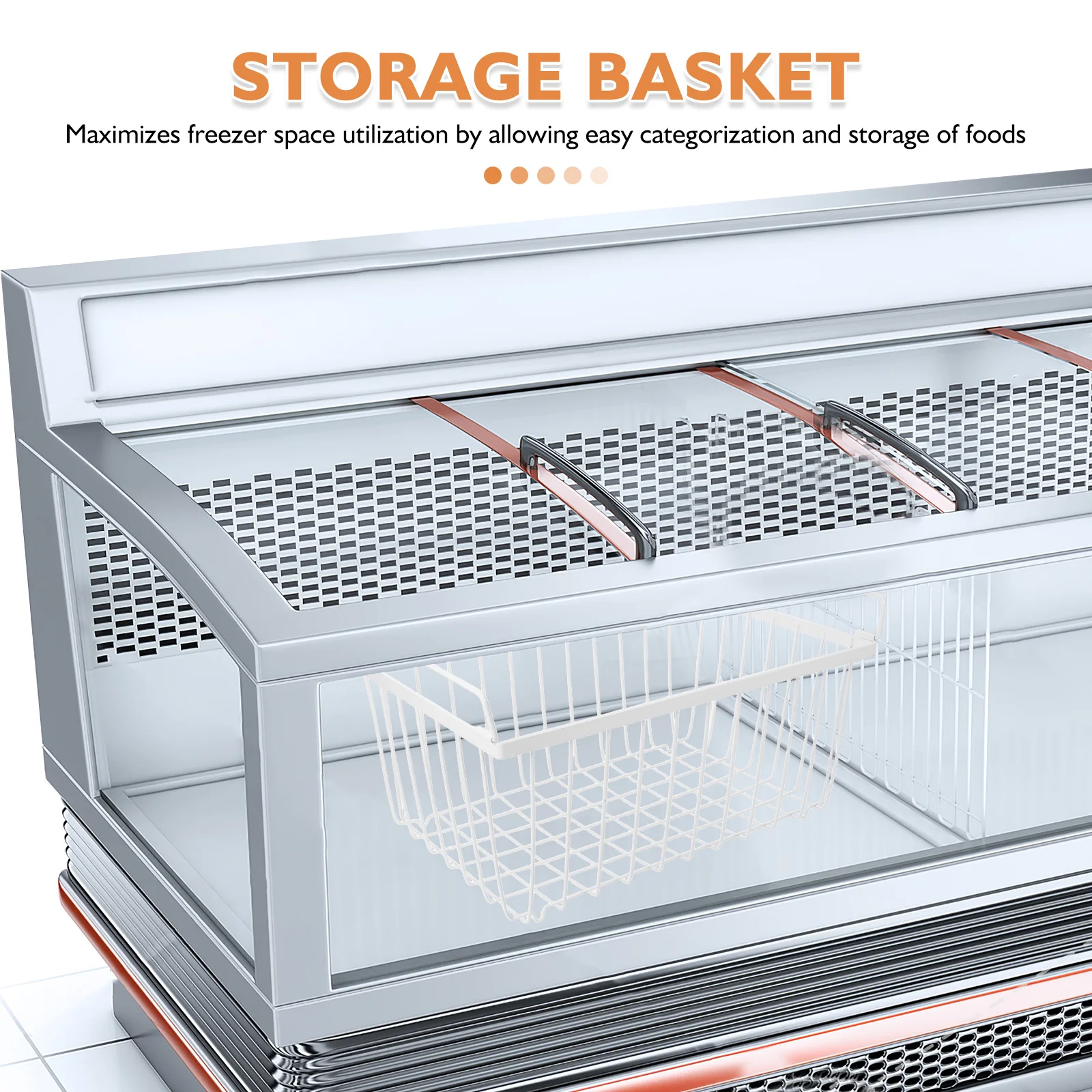 صندوق منظم للفريزر، سلة سلكية معدنية، مقابض قابلة للطي، صندوق عميق، حاوية تخزين للثلاجة قابلة للتكديس، سهلة الوصول