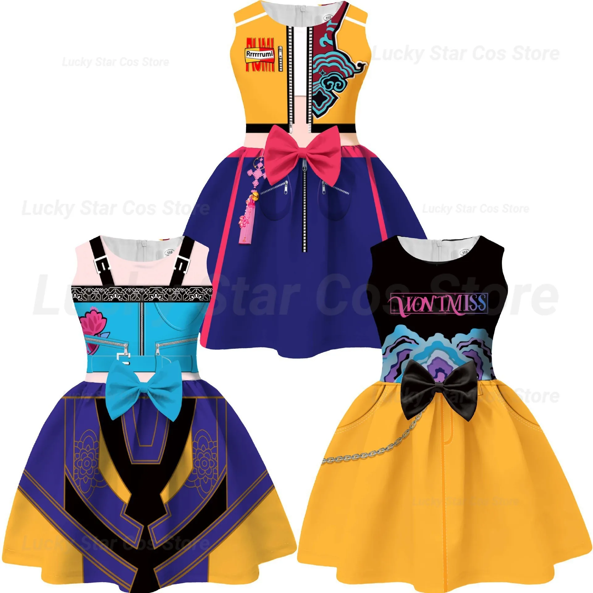 

2025 Demon Hunters Kids Clothes Festival Children Halloween Cosplay Pop Singer Rumi Mira Zoey Masquerade Carnival Party Dress