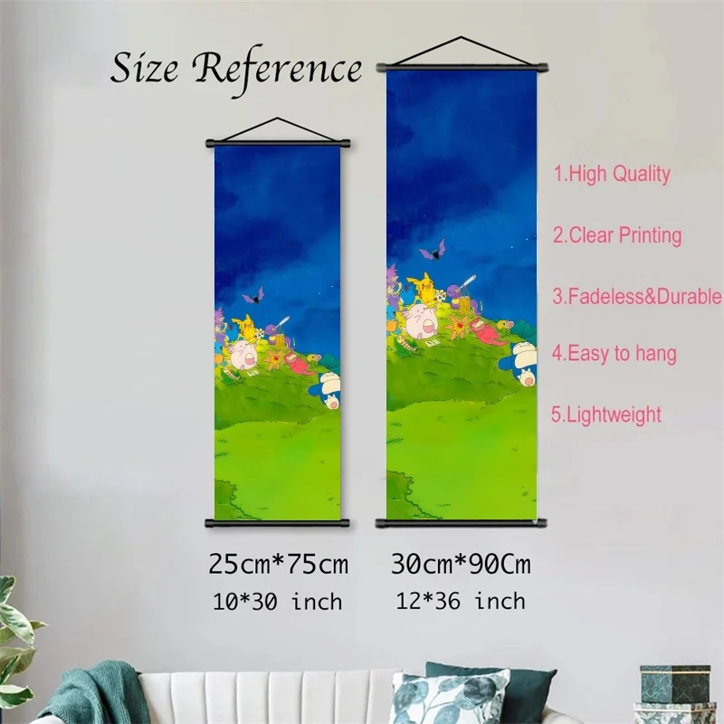 Pokemon Blissey & Chansey hängende Scroll-Poster – Herz – schmelzende und bezaubernde Anime-Wanddekoration für Pokémon-Fans