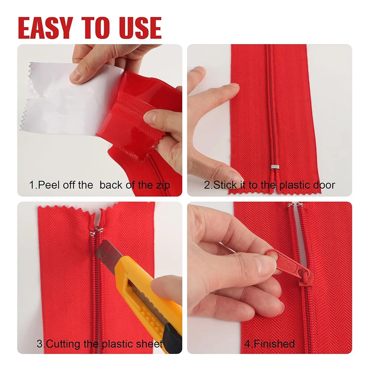 

AA98 4 упаковки сверхпрочных пылезащитных застежек для пластиковых листов — самоклеящаяся пыленепроницаемая дверная молния, 7 футов х 3 дюйма