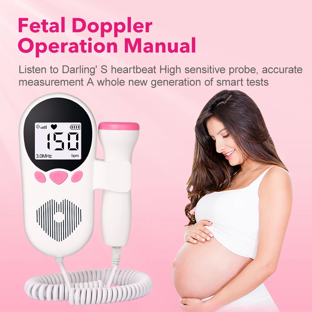 Aicare Doppler Fetal Heart Rate Monitor for Baby Pregnancy Heartbeat Detector LCD Backlight Pulse Meter No Radiation Stethoscope