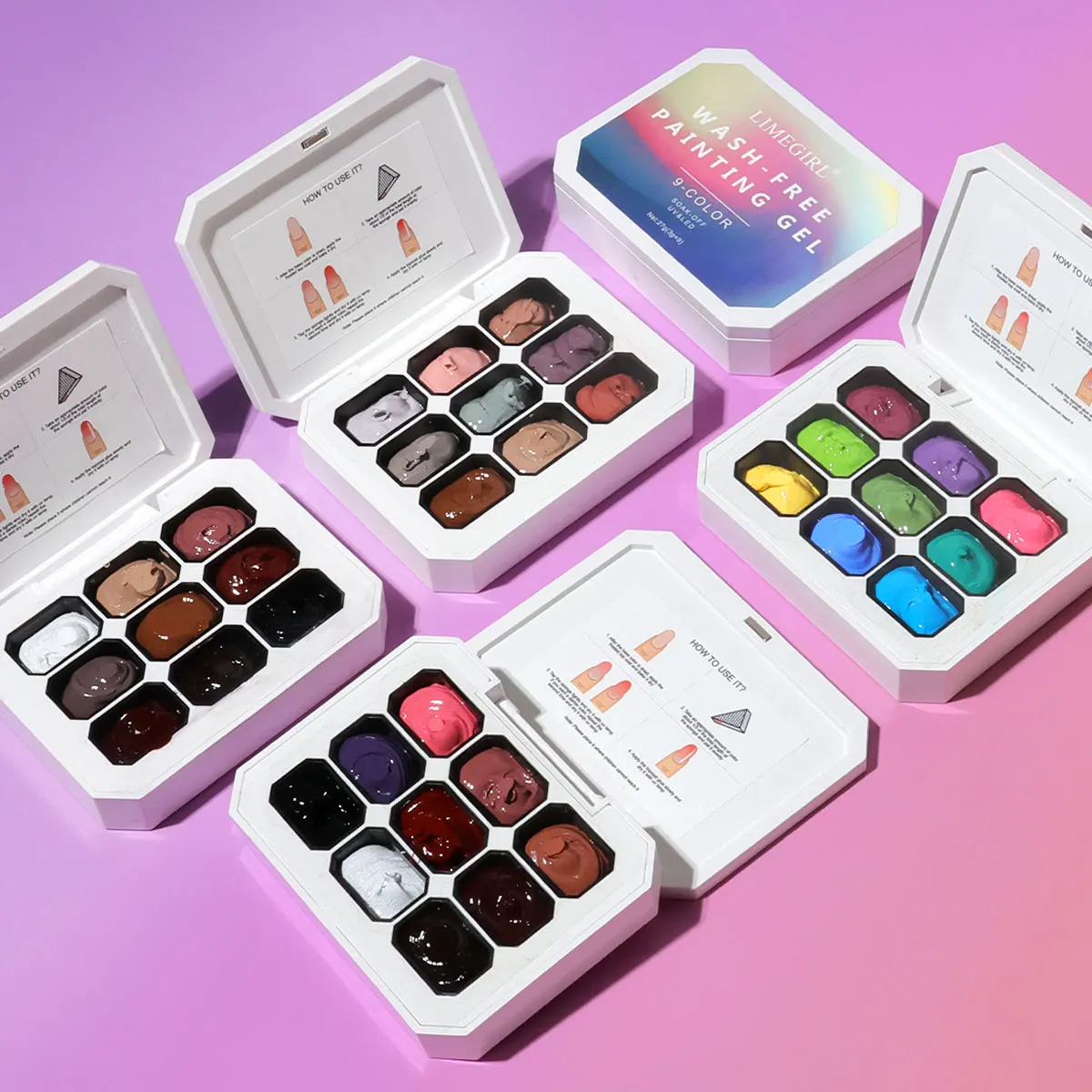 

Гель для рисования градиентом ногтей, 9 цветов, Rouge Nine Palace Box, Ombre Art, гель-лак, принадлежности для маникюрного салона и домашнего искусства, дизайн «сделай сам»